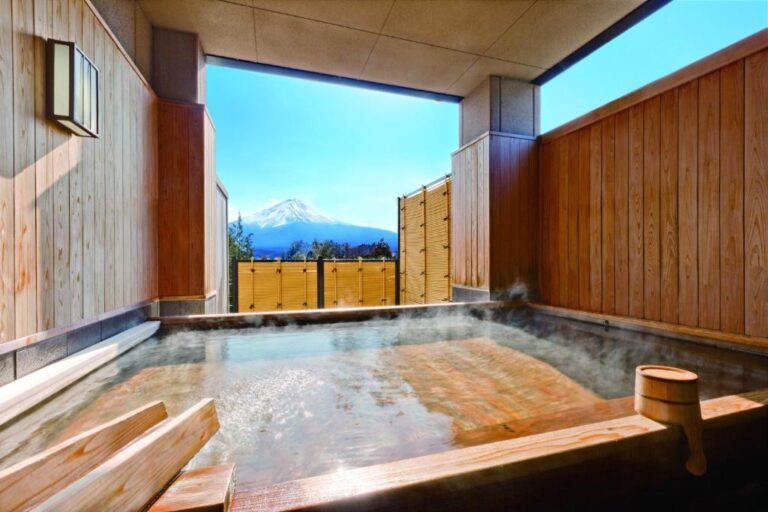 maruei semi open air bath with mount fuji views