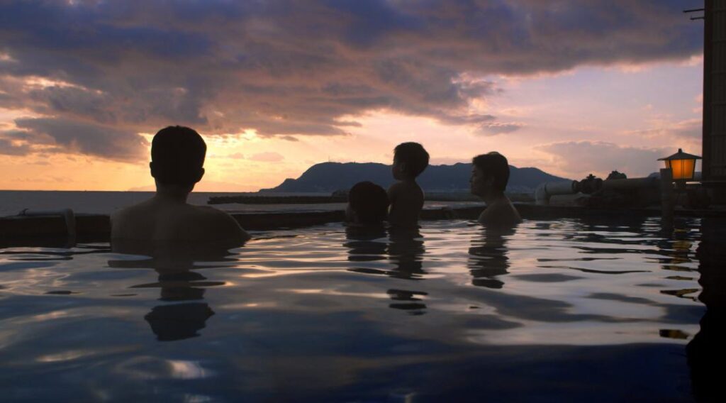 nagisatei ryokan onsen area at sunset