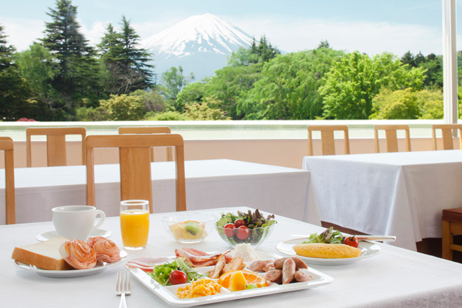 Fuji view hotel breakfast with Mt Fuji views