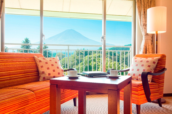 Fuji view hotel room with Mount Fuji view