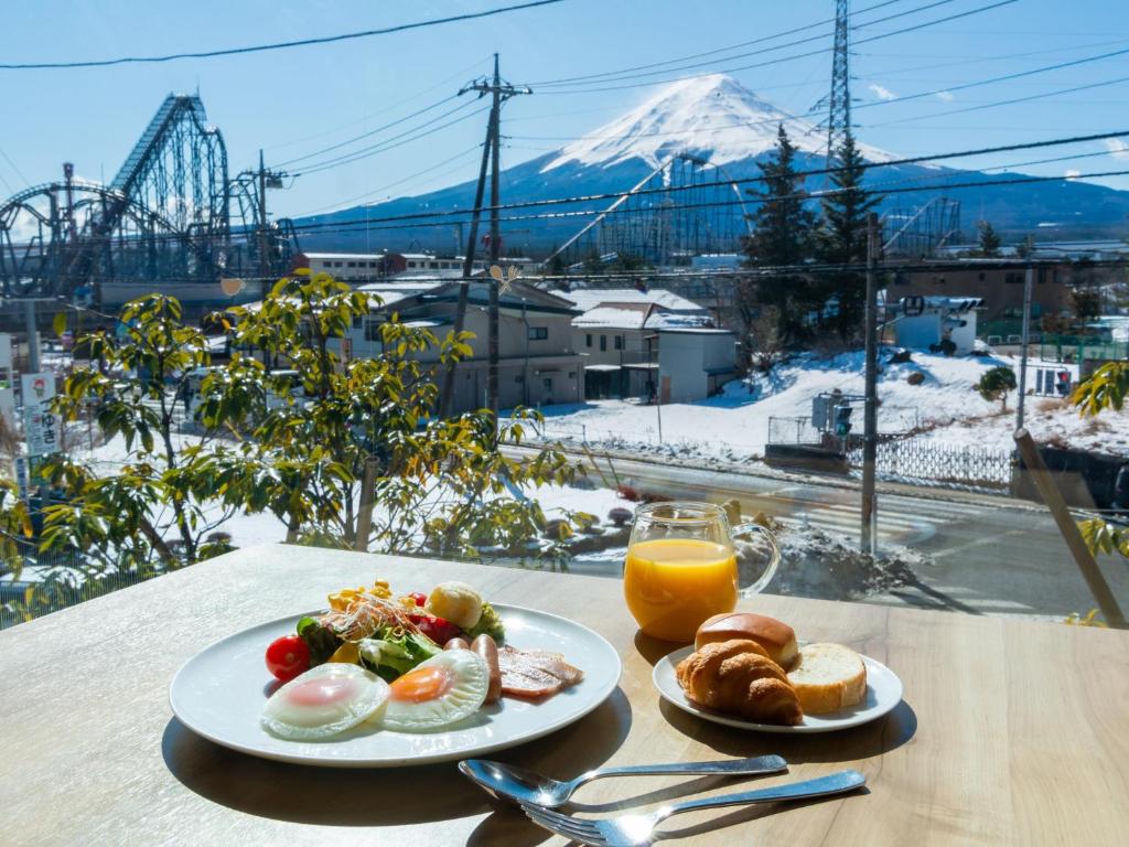 HOTEL MYSTAYS Fuji Onsen Resort breakfast with Mount Fuji views