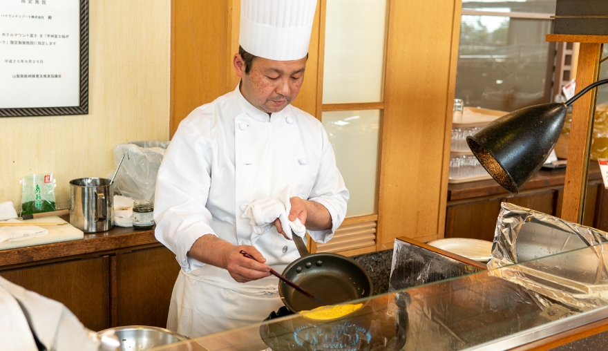 Mount Fuji hotel chef creating morning