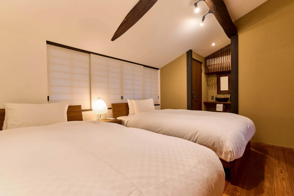 Kyoto Machiya Fukune bedroom with western beds