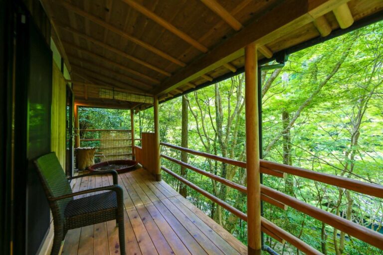 Momiji-ya Annex Kawa-no-Iori suite with private open air bath and views of the forest