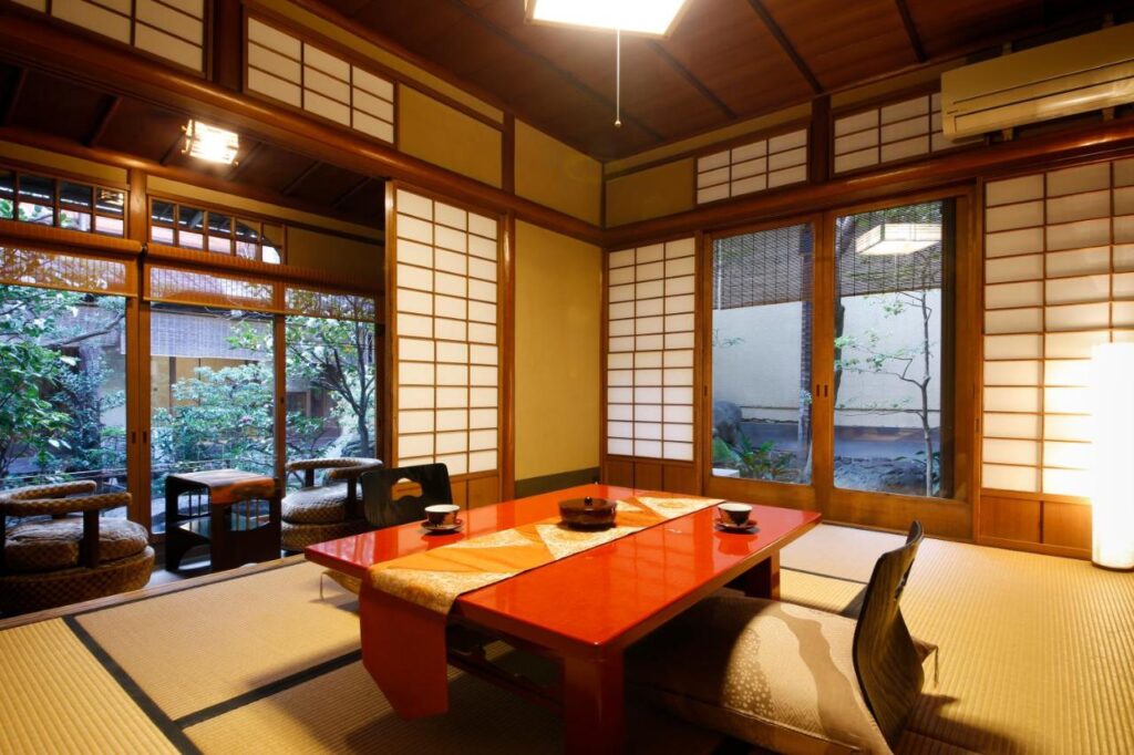 Ryokan Sanga Kyoto room with garden views