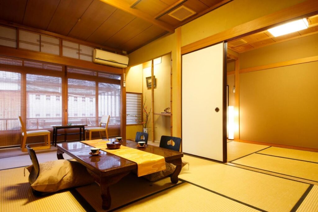 Ryokan Sanga Kyoto room with tatami floor