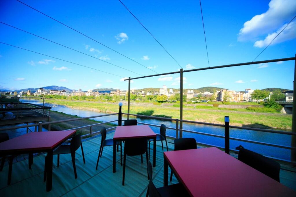 Tazuru Ryokan terrace overlooking the river