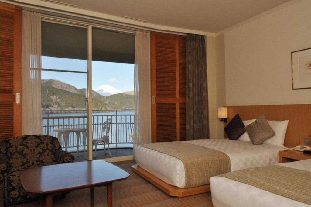 The Prince Hakone Lake Ashinoko twin room with views of mt fuji