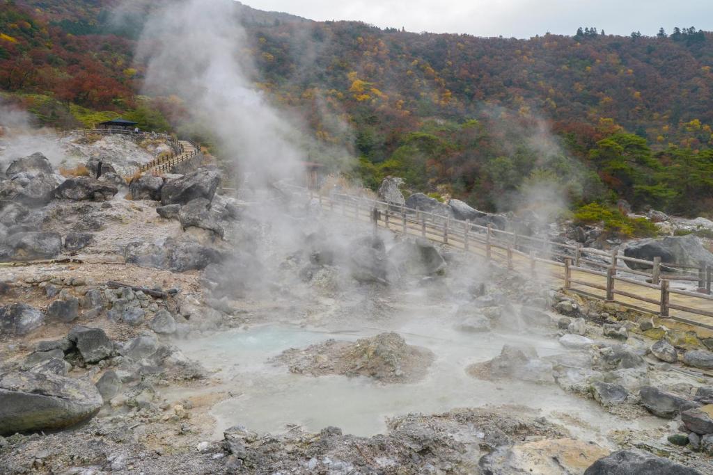 Azumaen Steaming Hot Springs Landscape