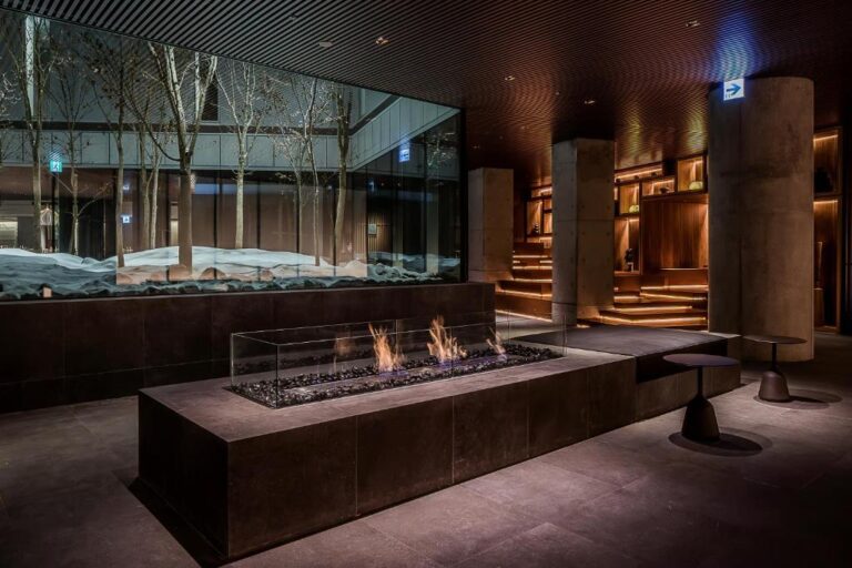 Muwa Niseko Modern Lobby Fireplace