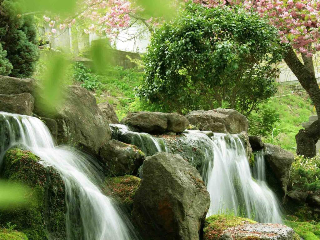 Ashinomaki Onsen Ookawaso Garden Waterfall
