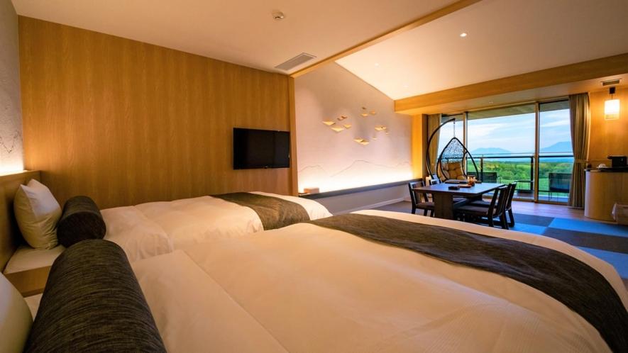 Senomoto Kogen Hotel Twin Bed Room Tatami Area