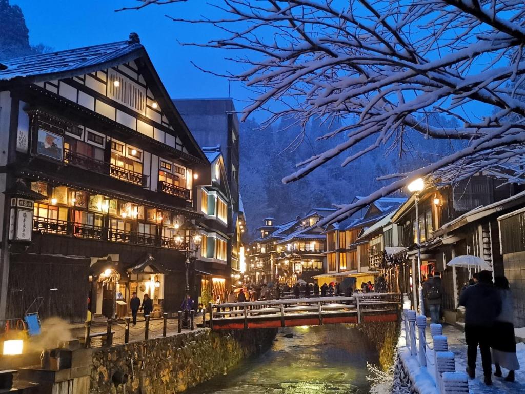 Tendo Hotel Winter Town Scene