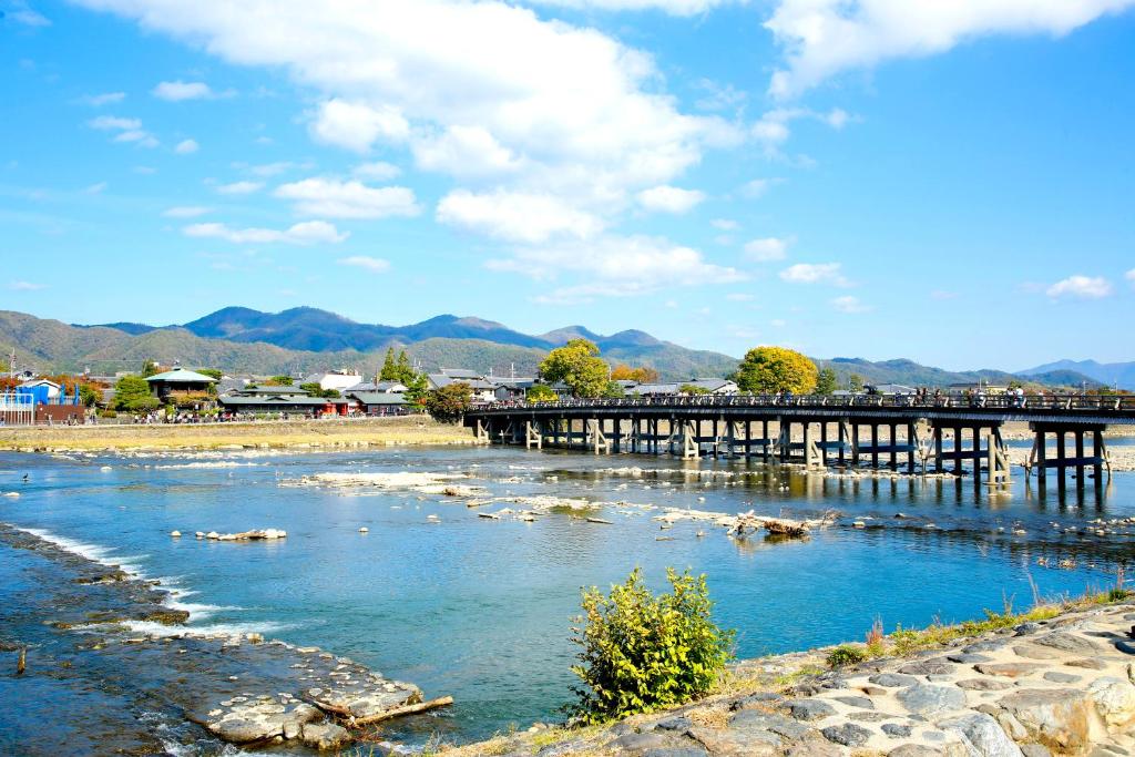 Togetsutei Bridge River Mountain View