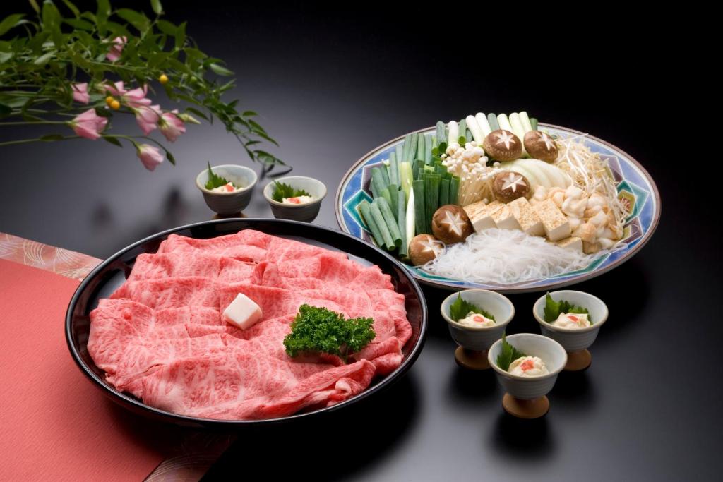 Traditional Japanese Ryokan Hirashin Kyoto Shabu Shabu Ingredients