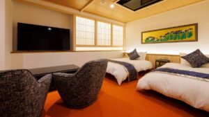 日式客房内的双床