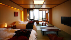Letti singoli in una camera in tatami