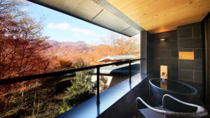 可欣赏山景的私人露天浴池