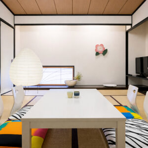 Tatami room with low table and floor seating