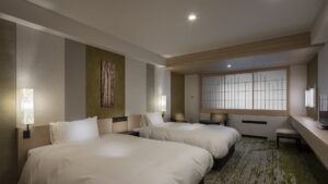 Due letti in una camera di ryokan