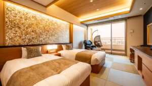 다다미 객실의 트윈 침대