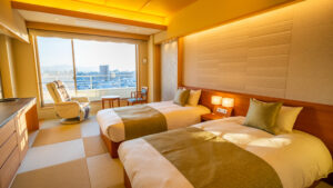 다다미 스타일 객실의 트윈 침대