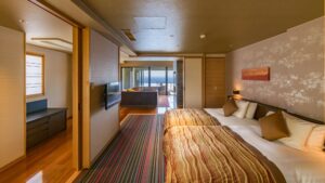 Camas individuales en una habitación de ryokan