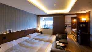 现代客房中的双床