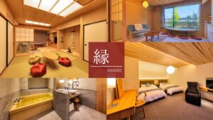 客室、シーティングエリア、浴室、ベッドのコラージュ