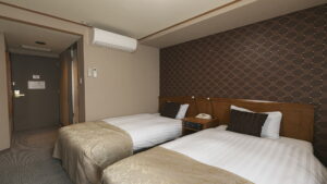 Two twin beds in a guest room