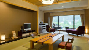 Tatami room with low table and sofa seating