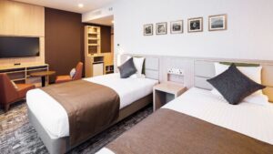 客房内的两张单人床