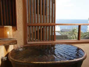 Private open-air bath with ocean view
