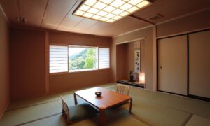 带矮桌和和式座椅的榻榻米客房