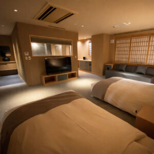 客房内的双床和沙发