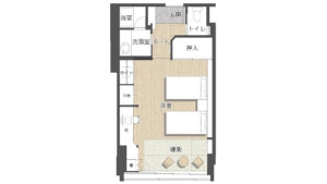 Plano de la habitación con áreas etiquetadas