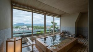 만의 전망이 보이는 큰 창가의 전용 욕탕