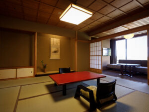 Tatami room with low table and chairs