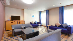 Wohnbereich mit Sofas, Sessel und Couchtisch