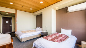 Deux lits simples dans une chambre