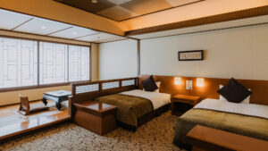 일본식 객실의 트윈 침대