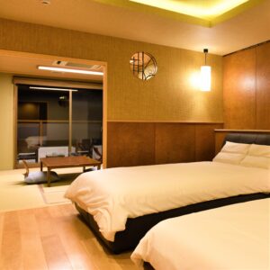 日式客房内的双床