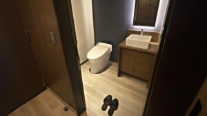 WC e lavabo nel bagno della camera