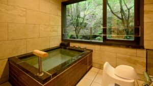 大窗旁的私人室内浴池