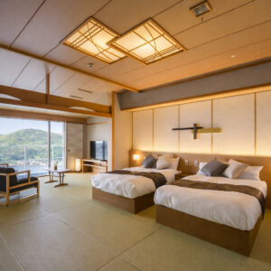 Letti singoli in una camera in stile tatami