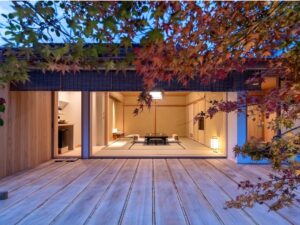 Exterior deck facing an open tatami room