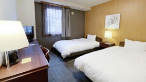 Two twin beds in a guest room