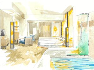 専用風呂付き客室のイラスト