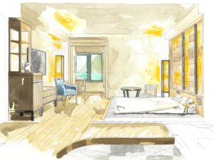 旅館風客室の内観イラスト