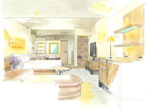 客室内レイアウトのスケッチ